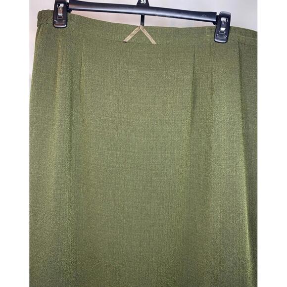 Ferre Gianni Skirt Womens 22 Olive Green Solid  Zip Back Slit Lined Career - Picture 3 of 13